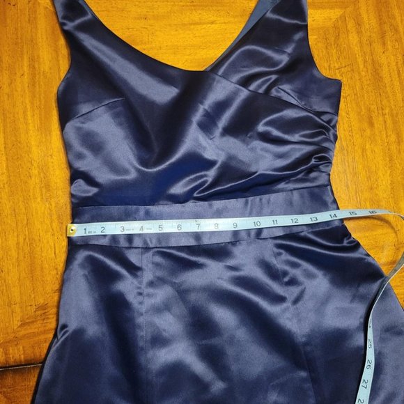 Aria Blue Satin Wrap Top Dress - Picture 14 of 14